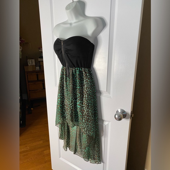 Eclipse Flowing Dress Top Leopard Animal Print Padded Bust  Lined Zipper Front - Picture 2 of 9